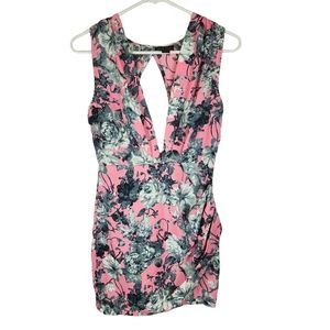 Floral mini dress open back
